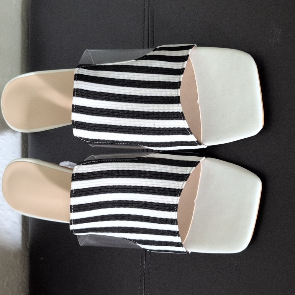 Elegant Striped Black and White Mules